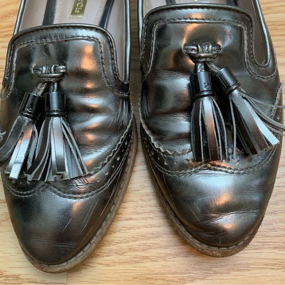 Louise et Cie silver tassel loafers lo Joey size 7M 37 Oxford tassels shiny - Picture 2 of 12